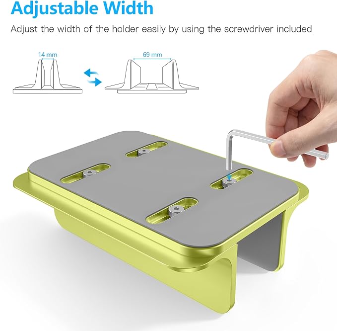 OMOTON Vertical Laptop Stand Holder, Adjustable Dock for MacBook, Citron | Aluminum Stand for MacBook Stand, Fits Chromebook & Gaming Laptops up to 17.3 in, Office Desk Organization, Space-Saving
