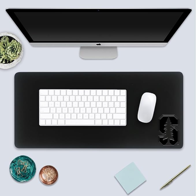 Stanford University Alumni Desk Mat, Durable Office Supplies, Non-Slip Base, Responsive Desk Pad with Smooth Surface, Black