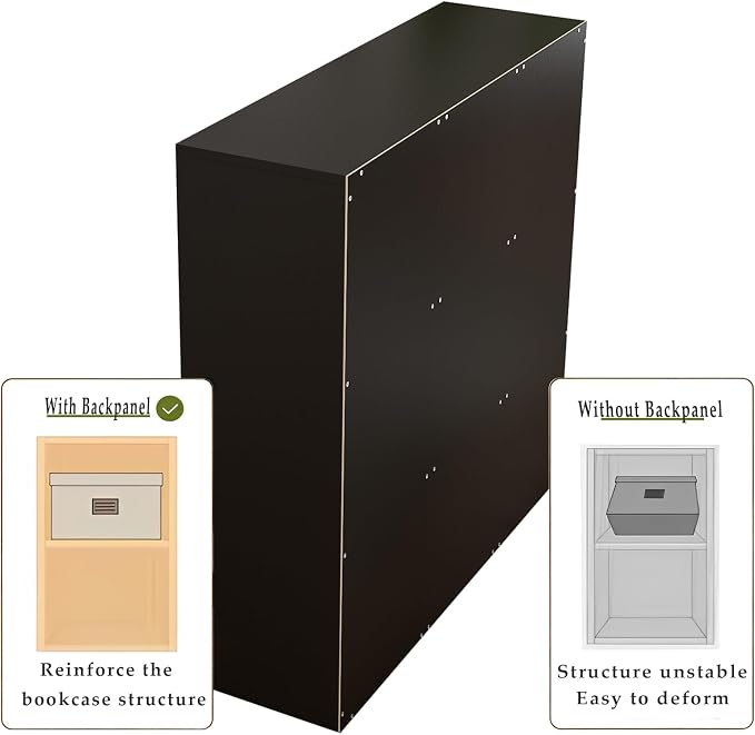 9-Cube Storage Shelf Bookcase, Black | Wooden 3-Tier Open Bookshelf, Fits 11×11" Bins, Vertical or Horizontal Use, Full Back Panels, For Home Office