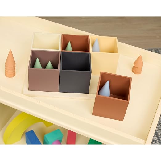 Excellerations Wooden Sorting Boxes - Natural Colors - Set of 6 with Tray