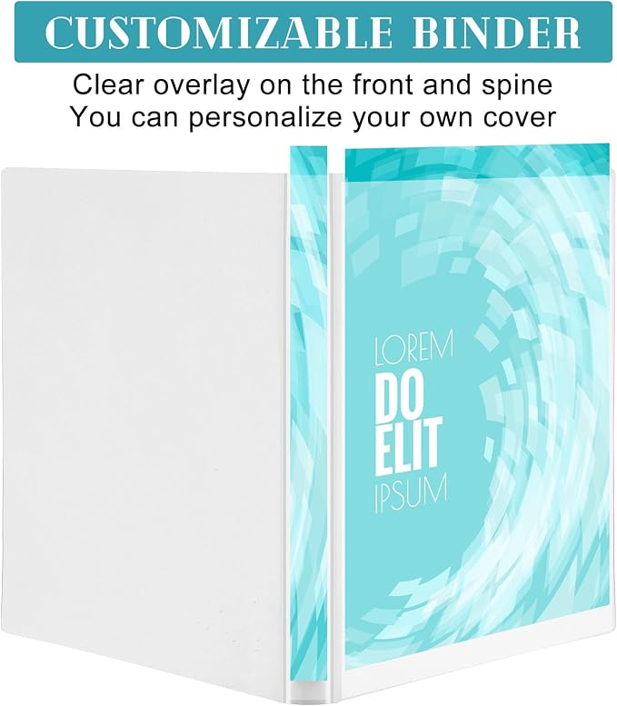 Fulmoon 12 Pcs Economy View 3 Ring Plastic Binder 12.2 x 9.8 Inch Plastic Round Ring Binders with Pockets Notebinder for Meetings for Home, Office, School(White, 1/2 Inch)