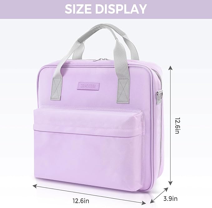 Zipper Binder 3 Ring with Shoulder Strap and Handle, Purple 2 Inch 3 Ring Binder with Zipper, Extra Pockets Holds 500 Sheets, Waterproof Trapper Keeper for Middle School & Work Organizer