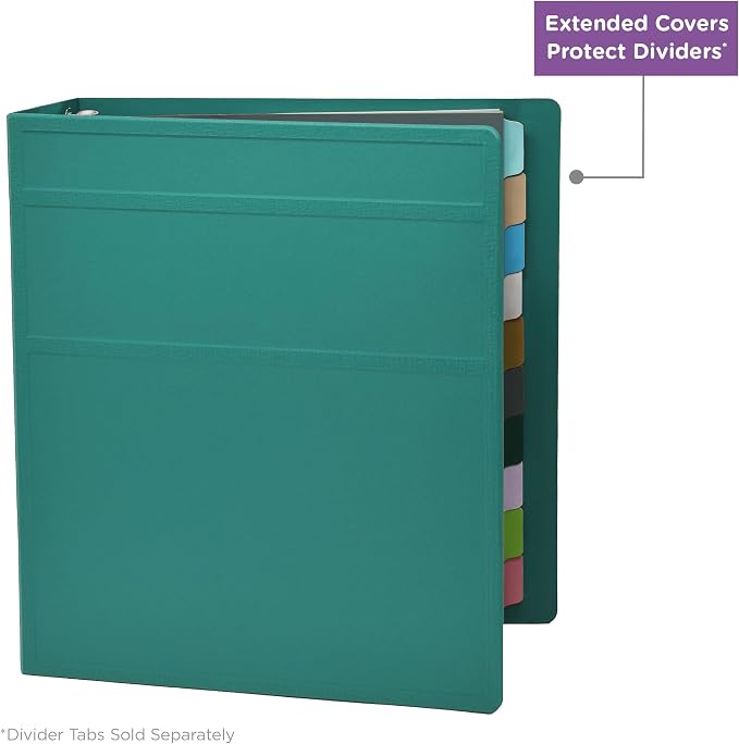 Carstens 3-Inch Heavy Duty 3-Ring Binder - Side Opening, Teal, Durable Plastic, Precision No-Gap Rings, Waterproof Cover, No Pockets, Holds 400 US Letter Sheets, BPA-Free, Made in USA (1710-3R)