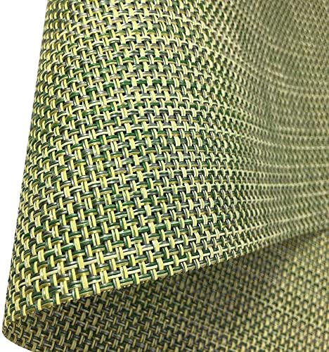 WAZAIGUR Placemats Crisscross Woven Vinyl Place Mats Set of 4 Green&Yellow