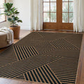 Lahome Geometric Easy Jute Outdoor Rug 5x7, Black Modern Entryway Rug
