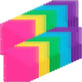 Maitys 50 Pack Binder Pockets 3 Ring, Letter Size 8.5x11,Neon Colors | Clear Plastic Document Sleeves, Sheet Protectors with Slash Jacket, Fits Standard 3 Hole Binders, Organize Office Papers