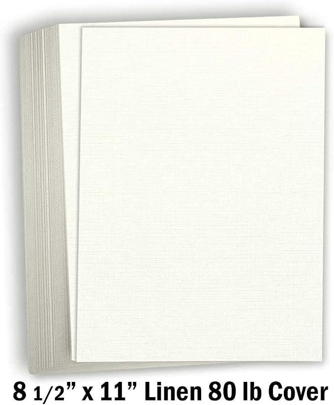 Hamilco Natural Linen Textured Cardstock Paper 8.5x11-80lb Cover Heavyweight Card Stock with Linen Finish for Inkjet Printers, Resumes, Invitations & Stationery (50 Sheets)