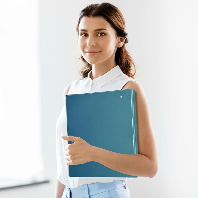 Three Rings Binder 1 and A Half Inch Binder with Pocket Cover Pack of 1/2 College Binders for Students Hardcover Blue Green Gradient