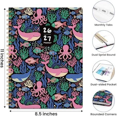 Large Planner 2026-2027, A4 (8.5" x 11") Hardcover Weekly & Monthly Planner July 2026 - June 2027 with Monthly Tabs, Academic Planner for School, Work and Office, Pelagia Parade