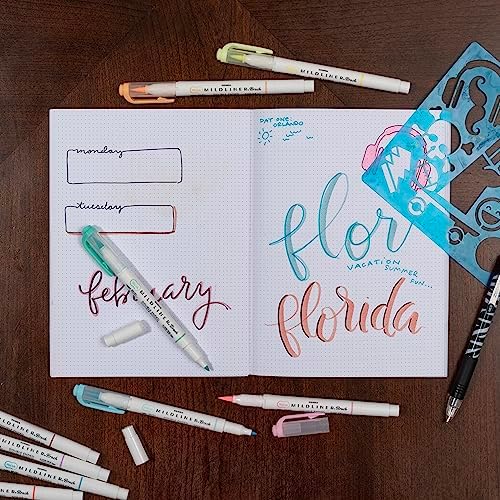 Zebra Pen MILDLINER No Bleed Brush Pen, Assorted Soft, Dual Tip, 15-Pack
