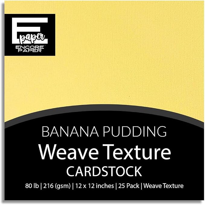 Banana Pudding—12x12 Textured Cardstock | 80lb Yellow Textured Scrapbook Paper | Premium Cardstock for Cricut Cutting | 25 Sheets