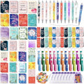 Pasimy 218 Pcs Inspirational Stationery Gifts Motivational Mini Notepad Pen Quote Bookmarks Stress Relief Stickers Inspiring Silicone Keychains for Home Office Appreciation Gift(Plant)