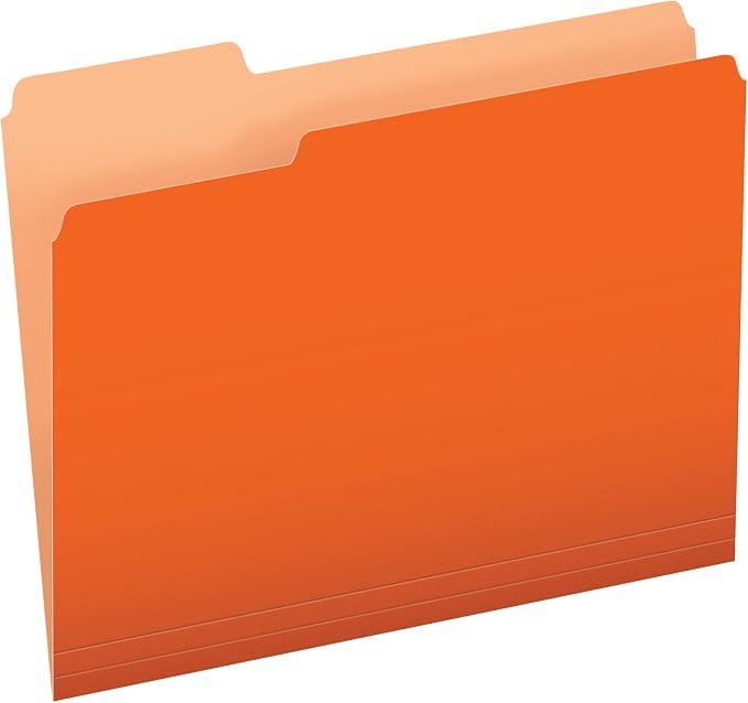 Pendaflex Two-Tone Color File Folders, Letter Size, 1/3 Cut, Orange, 100 per Box (152 1/3 ORA)
