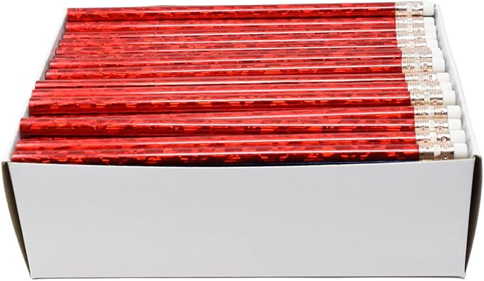 Pencil Guy Blank Glitz Round Pencils Red