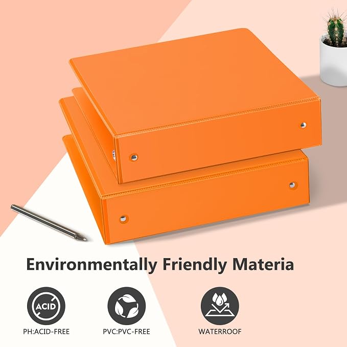 ViVin 2 Inch Round Ring View Binder for Durability, 6-Pack (Orange) | Standard 3 Ring Binder for 450 Sheets of US Letter Size Paper, PVC-Free, Clear Front Pocket, Office Home School Use