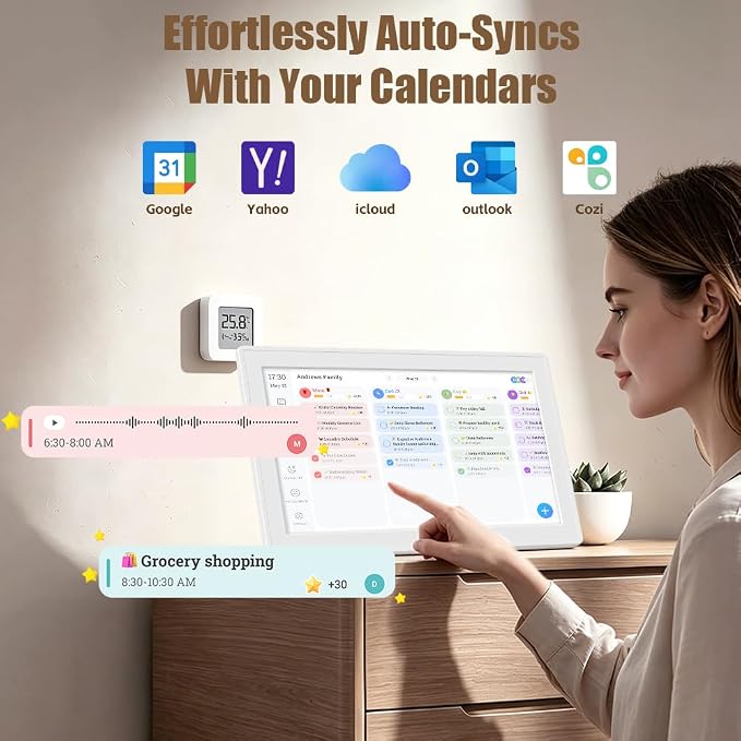15.6" Large Digital Calendar with IPS Touch Screen - Smart Electronic Calendar & Planner, Sync & Custom Alerts, Ideal Home Office Management Tool