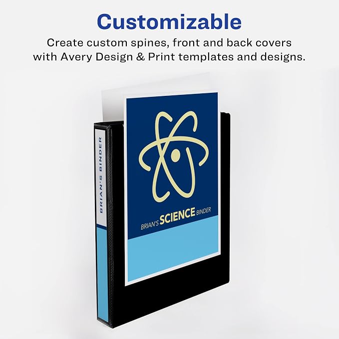 Avery Durable View 3 Ring Binders for Home School Supplies, Office Supplies, or Home Organization, 1.5" Slant Ring, 4 White Binders (17576)