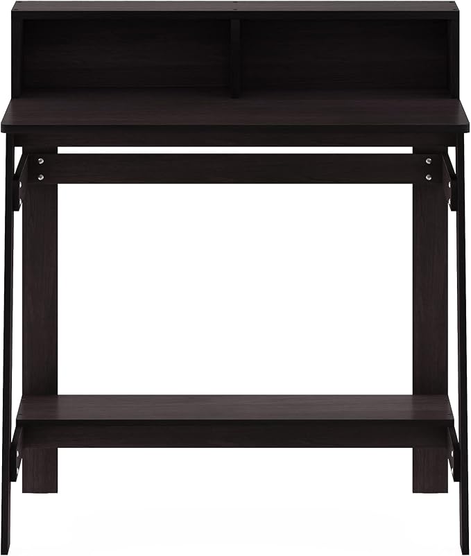 Furinno Simplistic A Frame Computer Desk, Dark Walnut | with Monitor Stand, A Frame Computer Desk, Office Desk, for Home Office, Bedroom, Study Room, Dorm