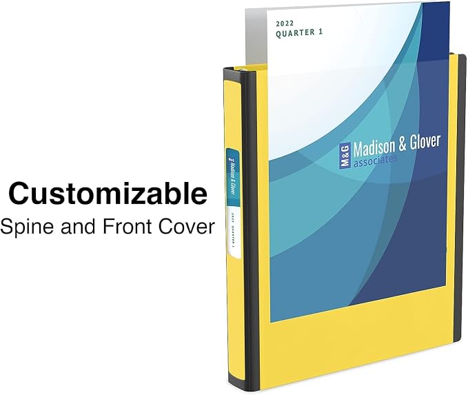 Staples Better View 1-Inch D-Ring Binder, Yellow, Clear Overlay | Durable 3-ring binder for school and office document organization.