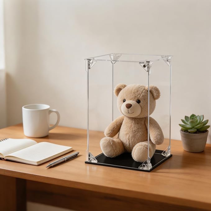 Display Case for Collectibles Assemble Clear Acrylic Box Alternative Glass Case for Display Action Figures Home Storage Organizing Toys (Internal dim 5.5X5.5X9 inch)