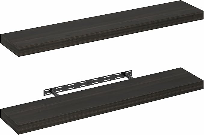 Furinno Tanna Floating Shelves for Wall Set of 2, 9 x 47 Wall Shelf, Wall Mounted Floating Shelf with Invisible Bracket, 2-Inch Thick, for Bathroom, Living Room, Bedroom, Home Office, Tobacco Oak