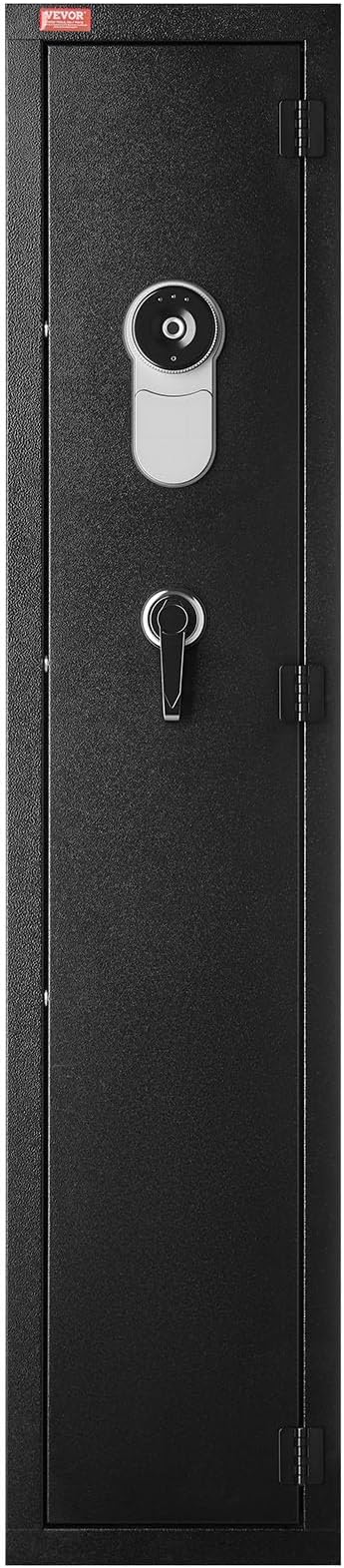 VEVOR Gun Safe, Heavy Duty Cold-Rolled Steel Rifle Cabinet with Fingerprint & Key, Large Long Gun Cabinet with Magazine and LED, Adjustable Racks for Rifles, Pistols, Shotgun(Assembly Required)