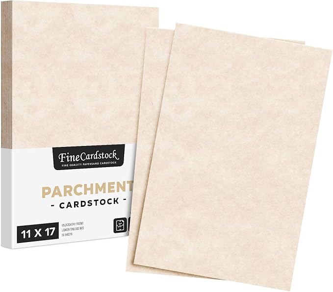 Natural Cream Stationery Parchment Recycled Paper | 65lb Cover Cardstock | 11" x 17" inches | 50 Sheets per Pack