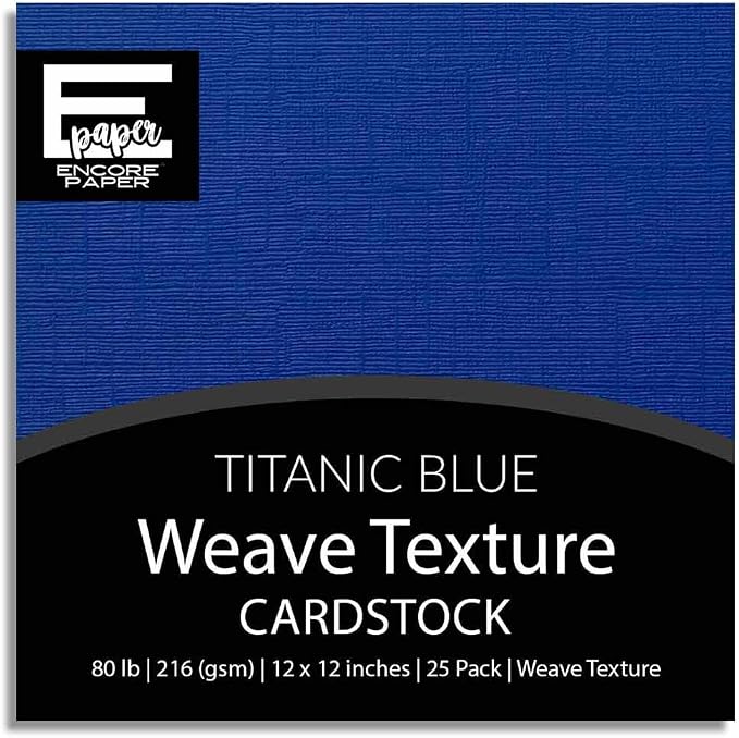 TITANIC BLUE—12x12 Textured Cardstock | 80lb Textured Blue Scrapbook Paper | Premium Cardstock for Cricut Cutting | 25 Sheets