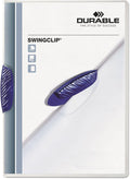 Durable Report Cover with SWINGCLIP Letter-Size 8.5" x 11" Inches - Holds Up to 30 Pages - Clear Cover and Dark Blue Border - Box of 25 | Holds Up to 30 Pages, Clear Cover, Dark Blue Border