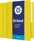 Oxford Twin-Pocket Folders, Textured Paper, Letter Size, Yellow, Holds 100 Sheets, Box of 25 (57509EE) (Pack of 5)