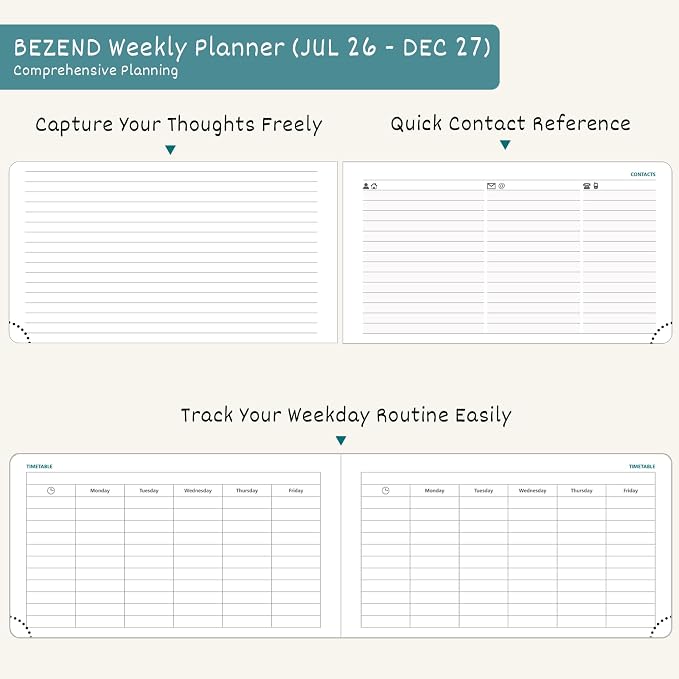 BEZEND Pocket Calendar 2026 2027, Small Weekly Monthly Planner (6.5"x3.75")