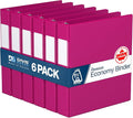 Premium Economy 6-Pack 3-Ring Binders for School or Office, D-Ring Binders, 1.5 Inch, Pink