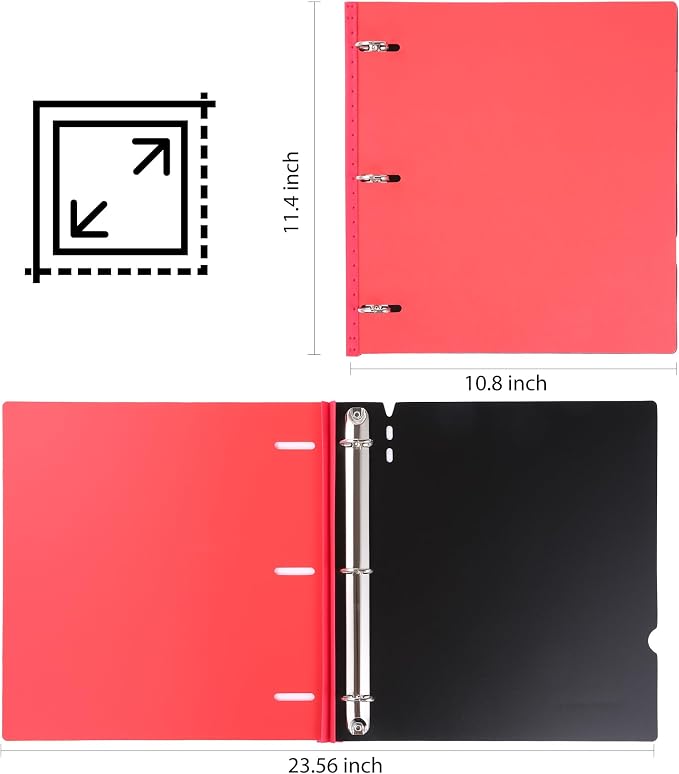 WOT I 12-Pack 1 Inch Telescoping 3 Ring Binder, Expandable Flexible Binder - Patented Design for Easy Portability, Holds 8.5"x11" Paper, Assorted Colors, School Office Supplies