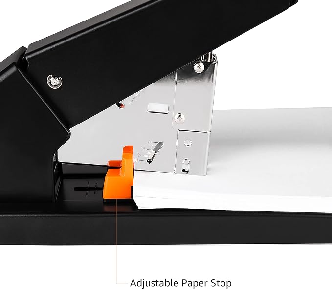 Amazon Basics Heavy Duty Industrial Stapler, 210 Sheets Capacity, Long Arm, Black, 1000 Staples