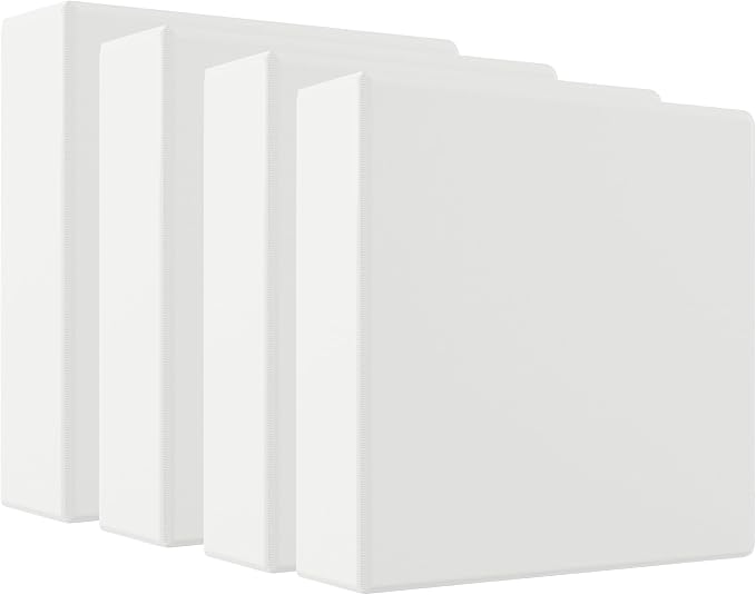 Staples 3" 3-Ring View Binder, White, 4/Pack