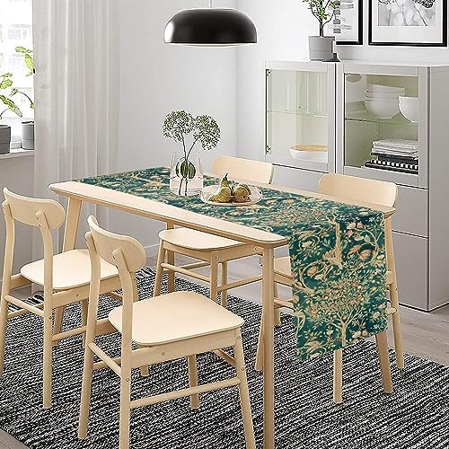 William Morris Original Design Vintage Flowers Green Botanical Printed Table Runner Vintage Floral Table Runner for Dining Table Decor 13 x 36 Inch