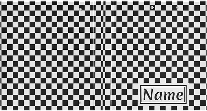 Custom 3 Ring Binder Black White Checkered Pattern 1.5" Round Ring Binders Personalized Name View Binder with 200 Sheet for Women Men Office Kids School Supplies, 1 Pack