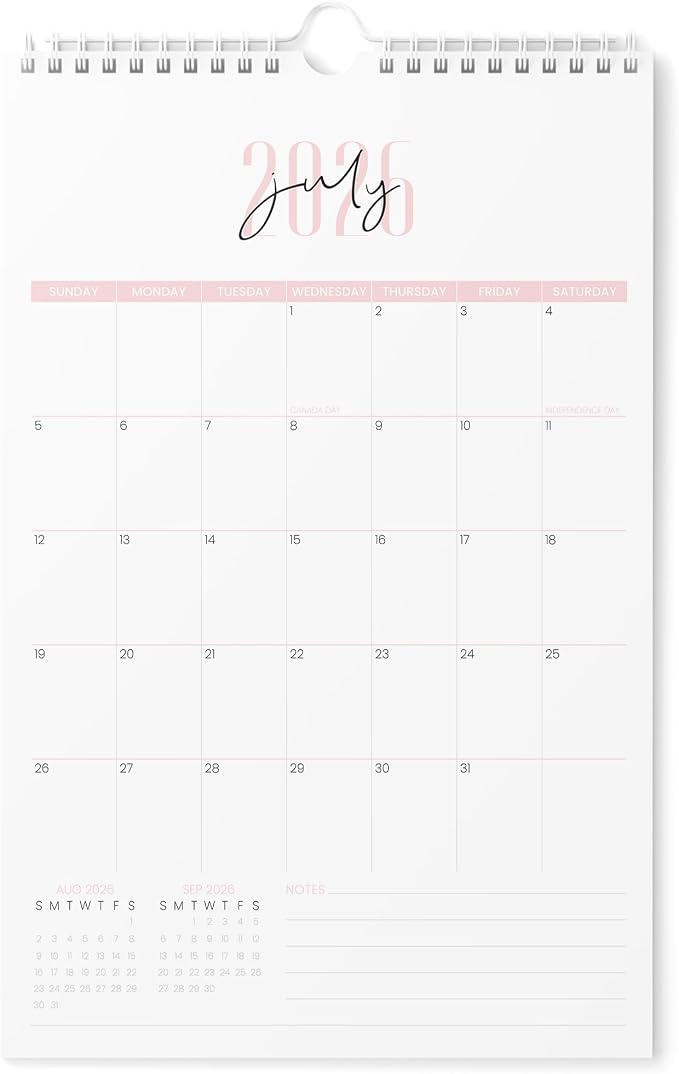 Karto Wall Calendar 2026-2027 11x17 in - Two Font Pink | July 2026 to December 2027, Vertical, Boosts Productivity, Easy Monthly Planning