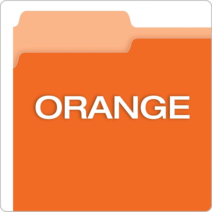 Pendaflex Two-Tone Color File Folders, Letter Size, 1/3 Cut, Orange, 100 per Box (152 1/3 ORA)