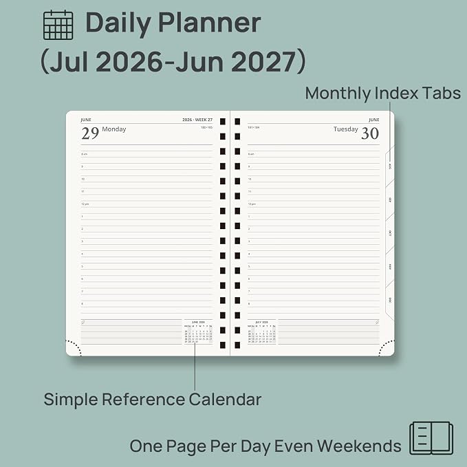 POPRUN 2026-2027 Daily Planner One Page Per Day, 5.75" x 8.5", Day Planner