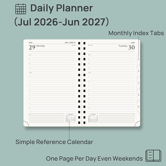 POPRUN 2026-2027 Daily Planner One Page Per Day, 5.75" x 8.5", Day Planner