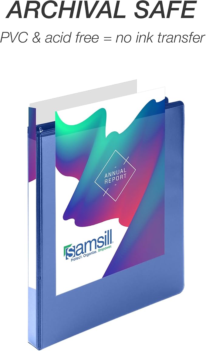 Samsill Durable 0.5 Inch Binder, D Ring Binder, 100% Recycled Chipboard, Blue, 4 Pack