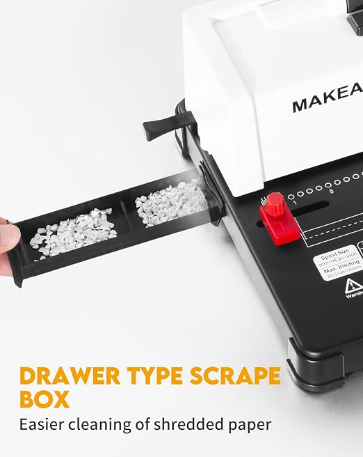 Spiral Binding Machine, 4:1 Pitch, 12 Sheets Punch Capacity, Electric Coil Insert, Book Binder Machine for A4/A5/Letter Size Paper, Come with 1 Box pcs 5/16'' Coils & Pliers