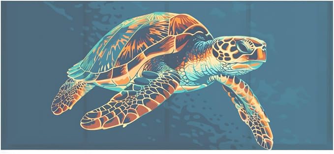 Sea Turtle Acrylic Printed Pen Holder 4 Compartments, Acrylic Plastic Pen Holder Cosmetic Brush Holder Desk Pen Holder Marker Organizer Square Acrylic Pen Holder 4 Compartments