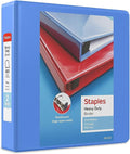 Staples Heavy‑Duty View Binder, 2" D‑Ring, Periwinkle, Reinforced Spine, Durable 3‑Ring Binder for School, Office & Classroom Organization
