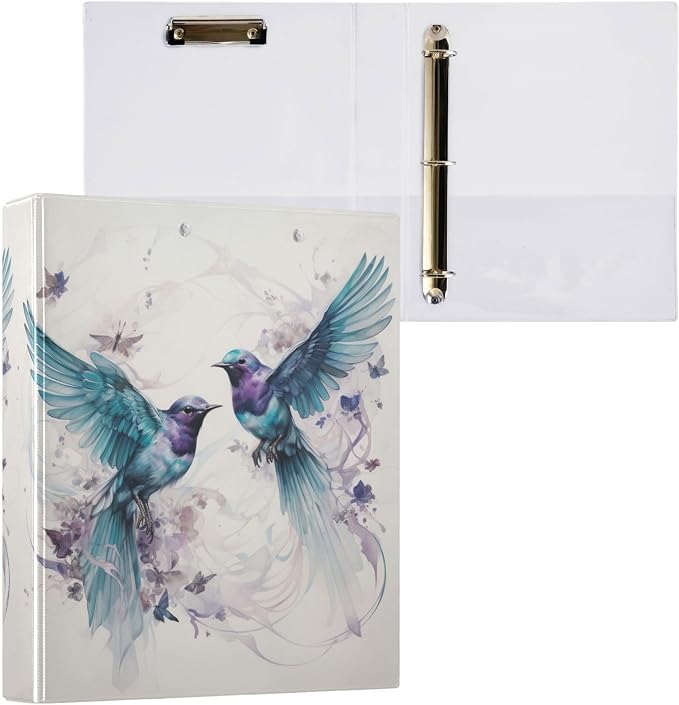 3 Ring Binder, Turquoise Bird File Folder Holds 200 Sheets File Storage for Women Men School Office Supplie