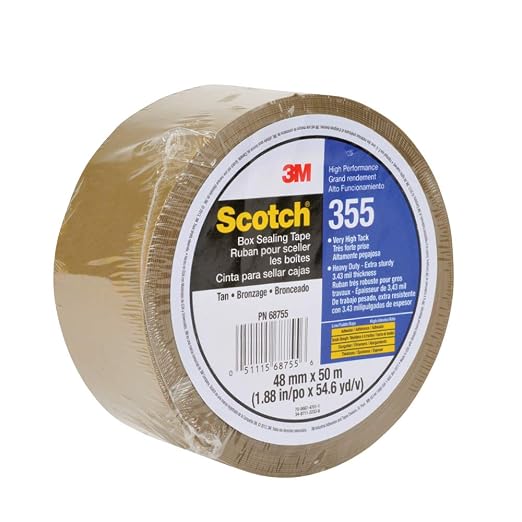 3M Scotch 355 Industrial-Grade Packing Tape, Tan, 48 mm x 50 m, 1 Pack