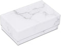 TheDisplayGuys 25 Cardboard Jewelry Gift Boxes with Inserts - Marble White | Size #21 - 2.6" x 1.6" x 1.0", Lids, Cotton Filled Padding, Kraft Paper, Bulk Pack Case, for Shipping, Organizers, Storage