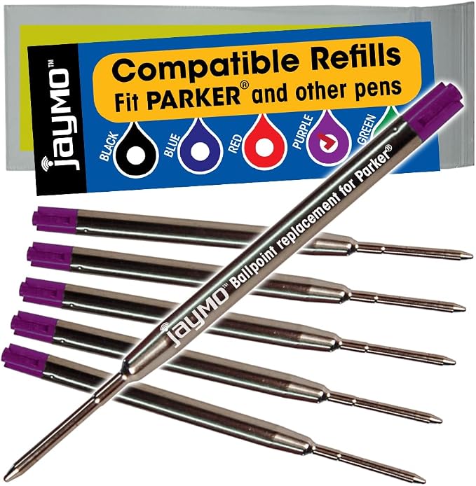 Replacement for Parker 1950369 - G2 Ballpoint Pen Refill - 6 Purple