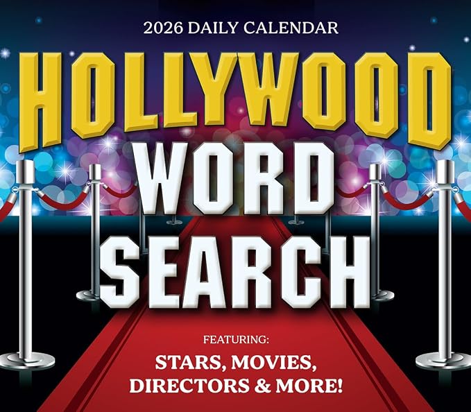 Hollywood Word Search 2026 Daily Desk Calendar: Boxed Page-a-Day Puzzle Calendar with Day-to-Day Word Searches on Movies, Stars & Pop Culture